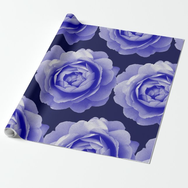 Blue rose wrapping paper (Unrolled)