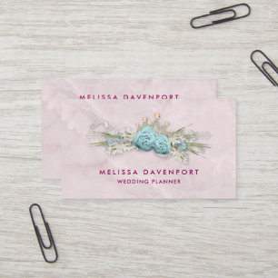 Blue Roses and Crown Floral Bouquet Business Card