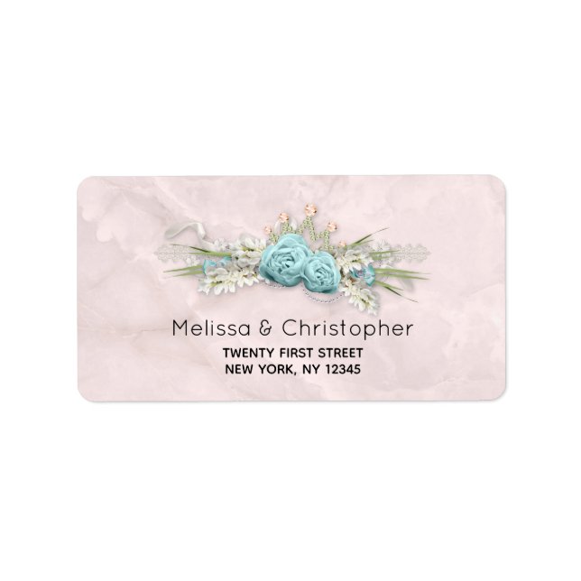 Blue Roses and Crown Floral Bouquet Label (Front)