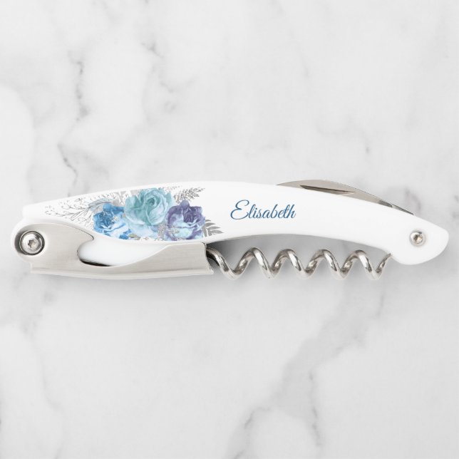 Blue Roses Bridesmaid Corkscrew (Front)