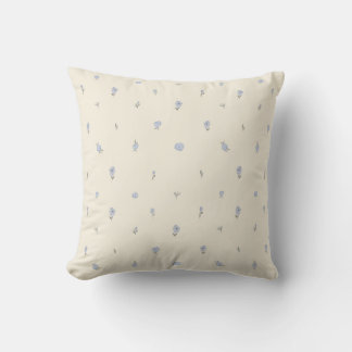 Blue roses cottage core floral throw pillow