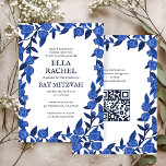 Blue Roses Custom Bat Bar Mitzvah QR Code Girl Invitation<br><div class="desc">Perfect card to announce a bat mitzvah, bar mitzvah or other Jewish celebration! Hand made art for you! FULLY CUSTOMIZABLE! Click on “Personalize” above to edit the text and add your link to the QR code. Click "edit using design tool" to adjust the fonts, colours and placements and to delete...</div>