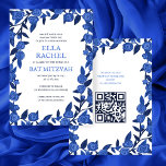 Blue Roses Custom Bat Bar Mitzvah QR Code Girl Invitation<br><div class="desc">Perfect card to announce a bat mitzvah, bar mitzvah or other Jewish celebration! Hand made art for you! FULLY CUSTOMIZABLE! Click on “Personalize” above to edit the text and add your link to the QR code. Click "edit using design tool" to adjust the fonts, colours and placements and to delete...</div>