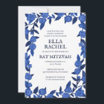 Blue Roses Custom Bat Bar Mitzvah QR Code Girl Invitation<br><div class="desc">Perfect card to announce a bat mitzvah, bar mitzvah or other Jewish celebration! Hand made art for you! FULLY CUSTOMIZABLE! Click on “Personalize” above to edit the text and add your link to the QR code. Click "edit using design tool" to adjust the fonts, colours and placements and to delete...</div>