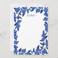 Blue Roses Custom Thank You Personalized Stationer