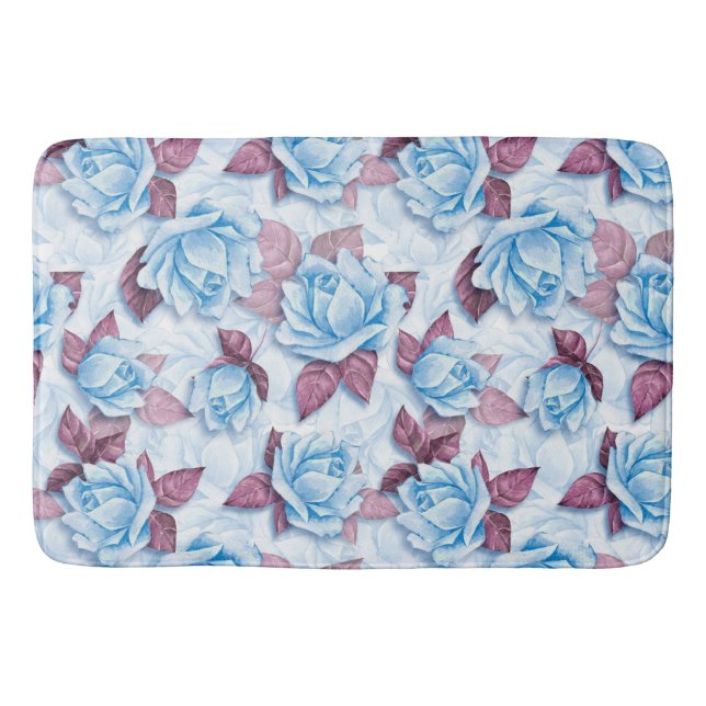Blue roses. Floral pattern Bath Mat (Front)