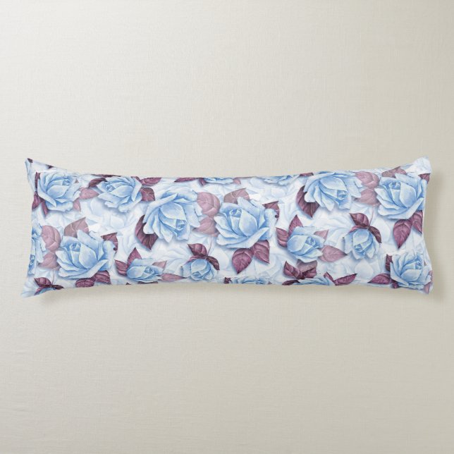 Blue roses. Floral pattern Body Pillow (Front)