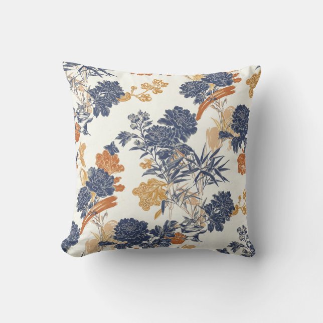 Blue roses floral pillows  (Front)