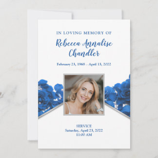Blue Roses Funeral Memorial Card
