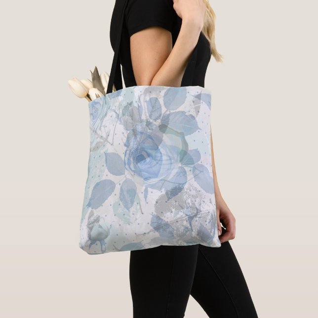 Blue Roses grunge design Tote Bag (Close Up)