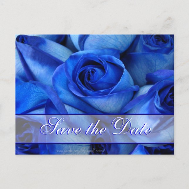 Blue Roses Invitation-customize Announcement Postcard (Front)