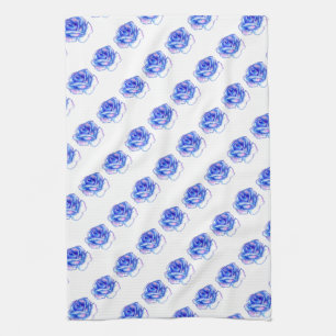 blue roses kitchen towel
