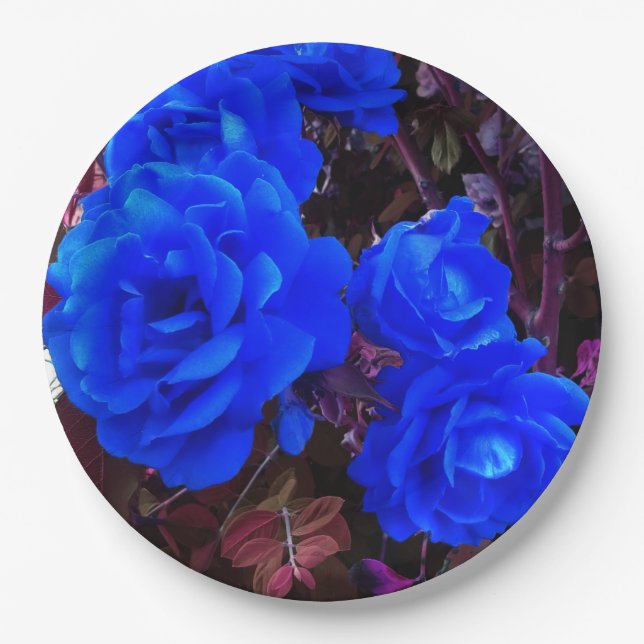 Blue Roses  Paper Plate (Front)