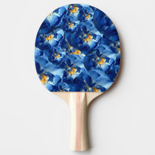 Blue Roses  Ping Pong Paddle, Red Rubber Back Ping Pong Paddle