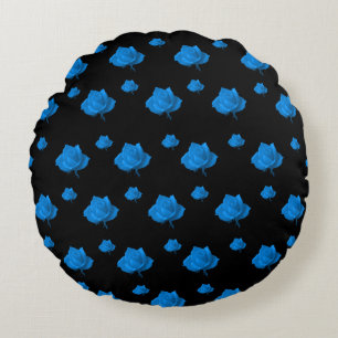 Blue Roses Round Pillow