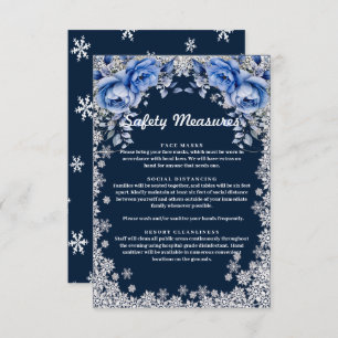 Blue Roses Snowflake Christmas Wedding Enclosure Card