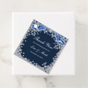 Blue Roses Snowflake Christmas Wedding Favour Tags
