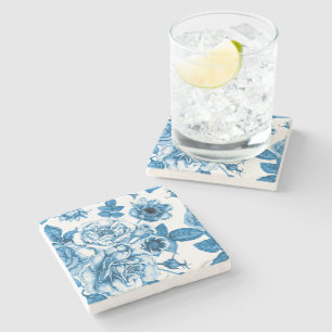 Blue Roses Stone Coaster