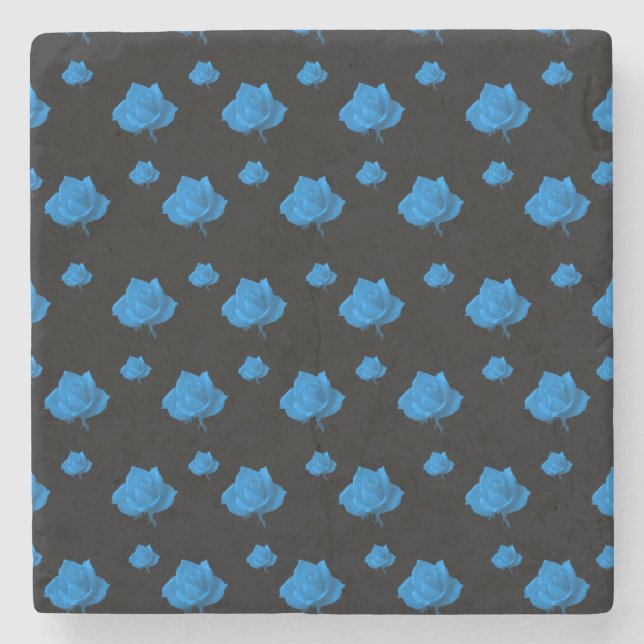 Blue Roses Stone Coaster (Front)