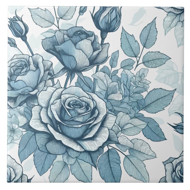 Blue Roses Tile (Front)