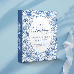 Blue Roses Wedding Album Keepsake Navy Floral Gift Binder