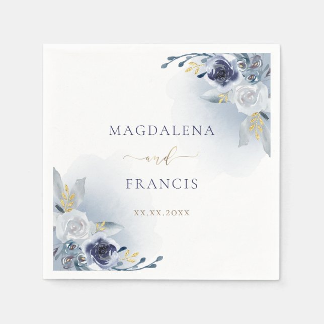 blue roses wedding napkin (Front)