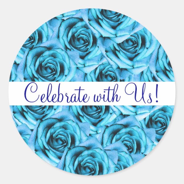 Blue Roses Wedding Sticker (Front)