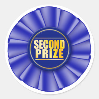 blue rosette second prize sticker