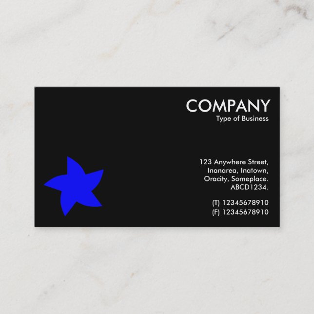 Blue Rotating Star Symbol - Black Business Card (Front)