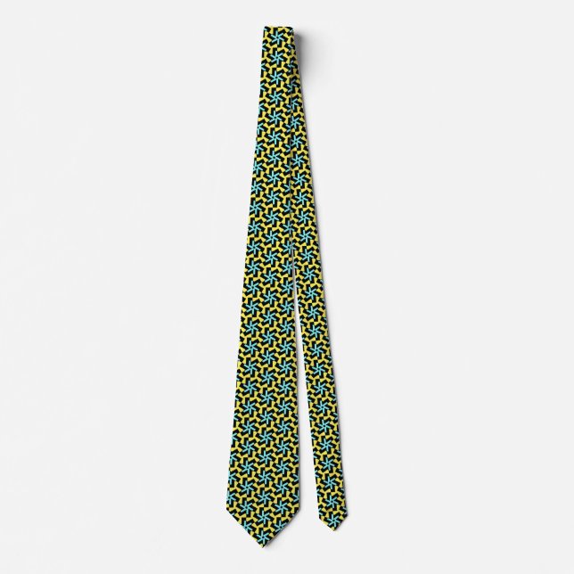 Blue Rotating Star Terrazzo Pattern Tie (Front)