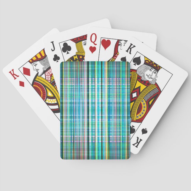 Blue rough stripes pattern playing cards (Back)
