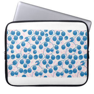 Blue round fruits with pink leaves,in a seamless p laptop sleeve