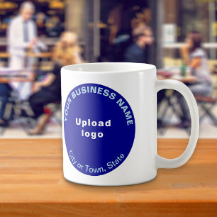 Blue Round Shape Business Brand on Mug