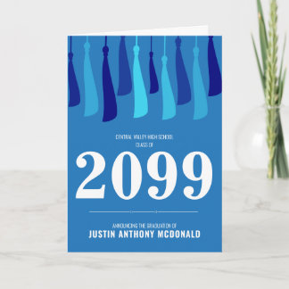 Blue Row of Tassels Photo Graduation Invitation