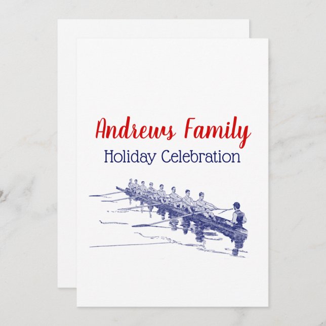 Blue Rowing Rowers Crew Team Water Sports #3 Invitation (Front/Back)