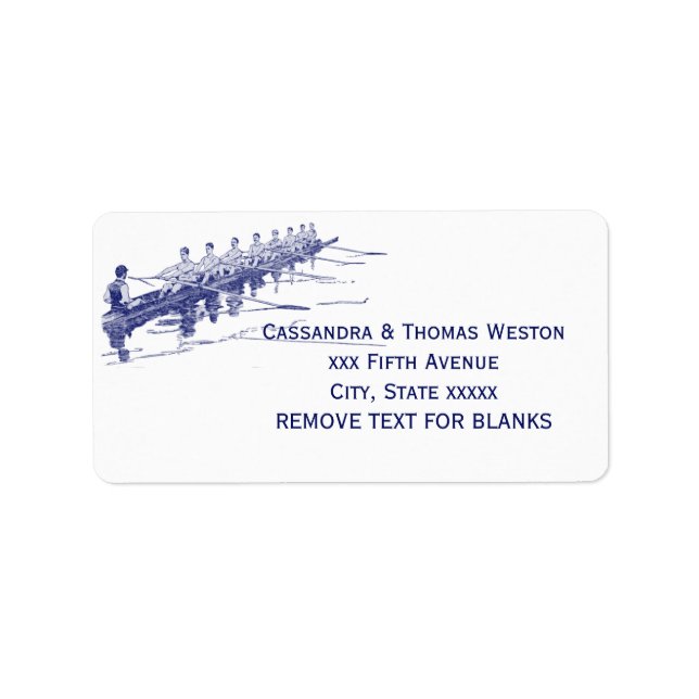 Blue Rowing Rowers Crew Team Water Sports #3 Label (Front)