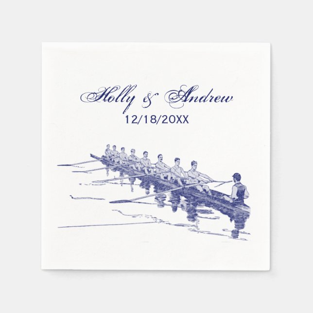 Blue Rowing Rowers Crew Team Water Sports #3 Napkin (Front)