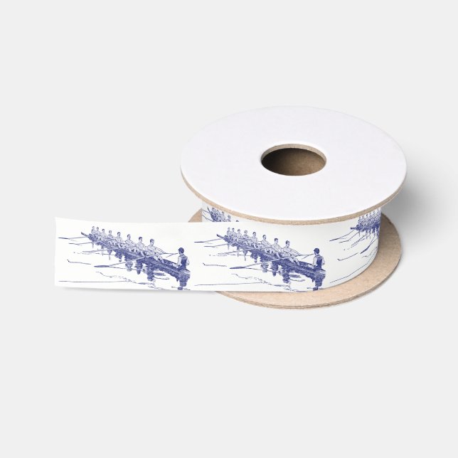 Blue Rowing Rowers Crew Team Water Sports #3 Satin Ribbon (Spool)