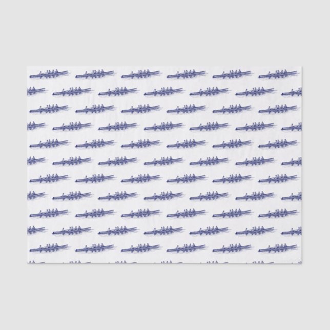 Blue Rowing Rowers Crew Team Water Sports Tissue Paper (Front)