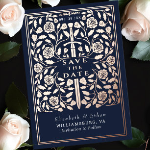 Blue Royal Medieval Sword Wedding Save the Date