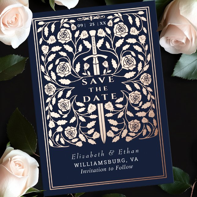 Blue Royal Medieval Sword Wedding Save the Date (Creator Uploaded)