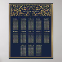 Blue Royal Medieval Sword Wedding Seating Chart
