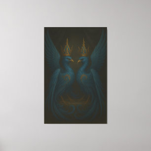 Blue Royal Phoenix Duo · Impression sur toile de l