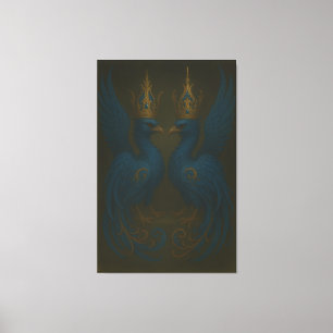 Blue Royal Phoenix Duo · Luxury Canvas Print