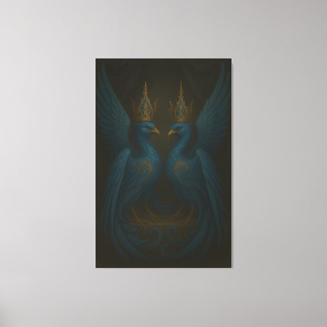 Blue Royal Phoenix Duo · Luxury Canvas Print (Front)