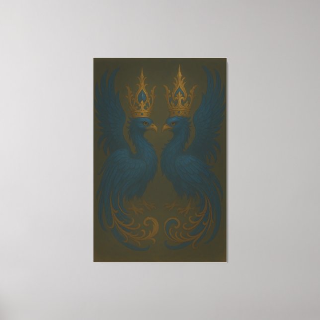 Blue Royal Phoenix Duo · Luxury Canvas Print (Front)