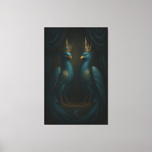 Blue Royal Phoenix Duo · Luxury Canvas Print