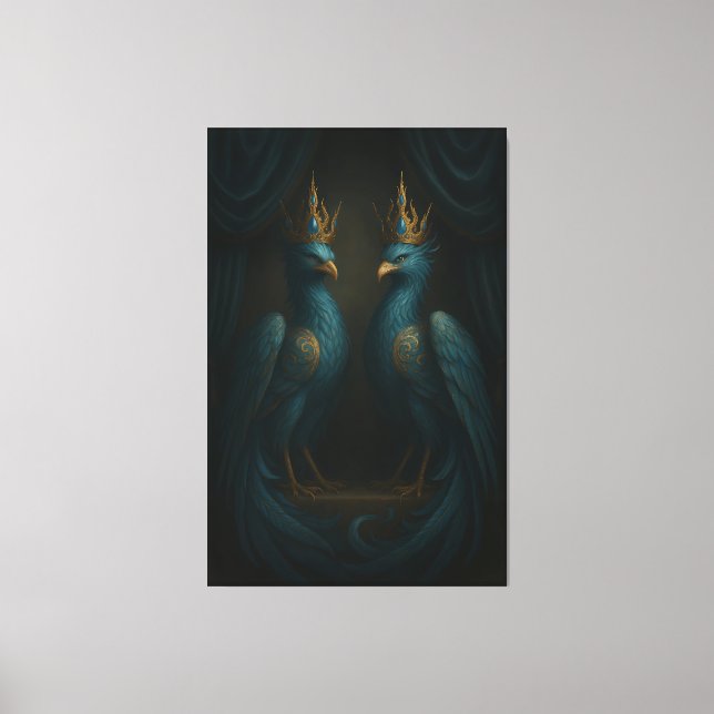 Blue Royal Phoenix Duo · Luxury Canvas Print (Front)