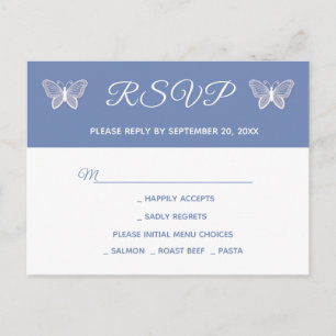 Blue RSVP Butterfly Wedding Butterflies Party Invitation Postcard