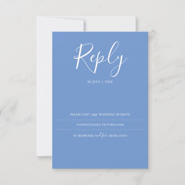 Blue RSVP Card, Wedding Website Card (Front)